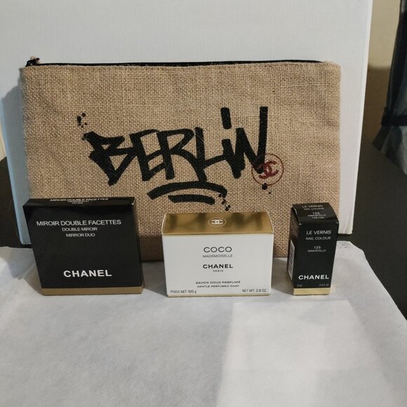 CHANEL BEAUTY LIMITED EDTION LINEN POUCH BUNDLE [4] ..NEW ! - Picture 1 of 8